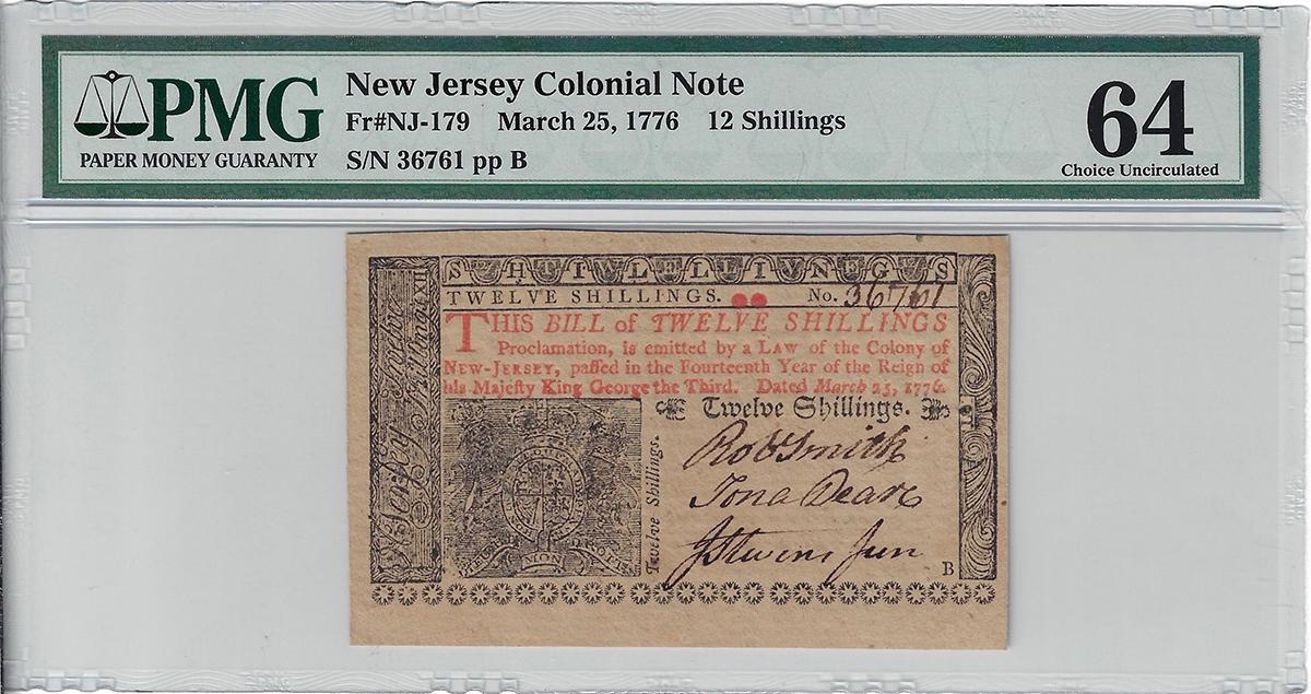 1776-NJ12p 36761 Note Obv 1776-NJ12p 36761 Note Obv