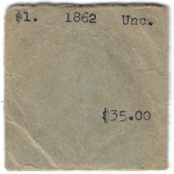 1862 $1 Tag 1862 $1 Tag
